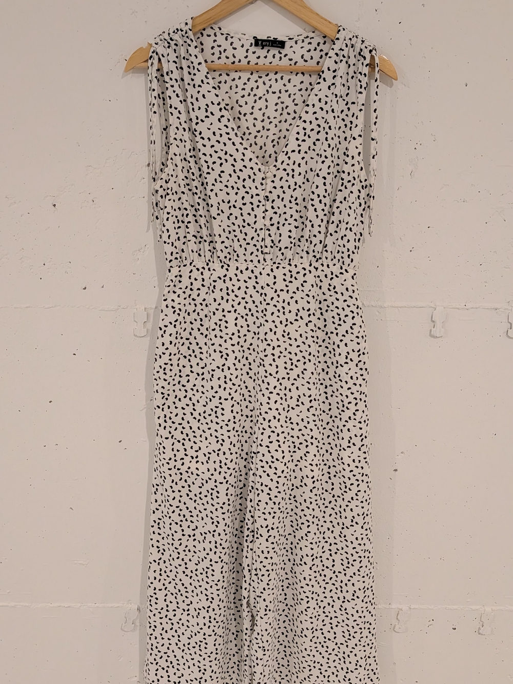 Very J White Jumpsuit with Black Spot Print